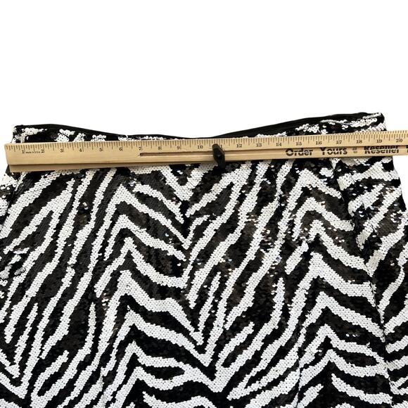 Novella Sequin Black White Zebra Animal Print A-Line Midi Skirt Plus size 22 - Picture 3 of 8